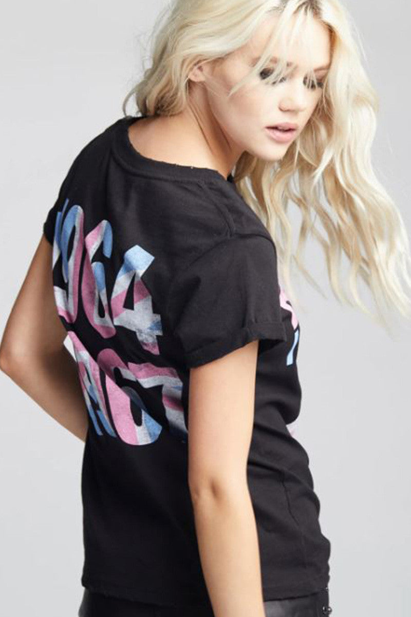 BRITISH INVASION BAND TEE in vintage black back view