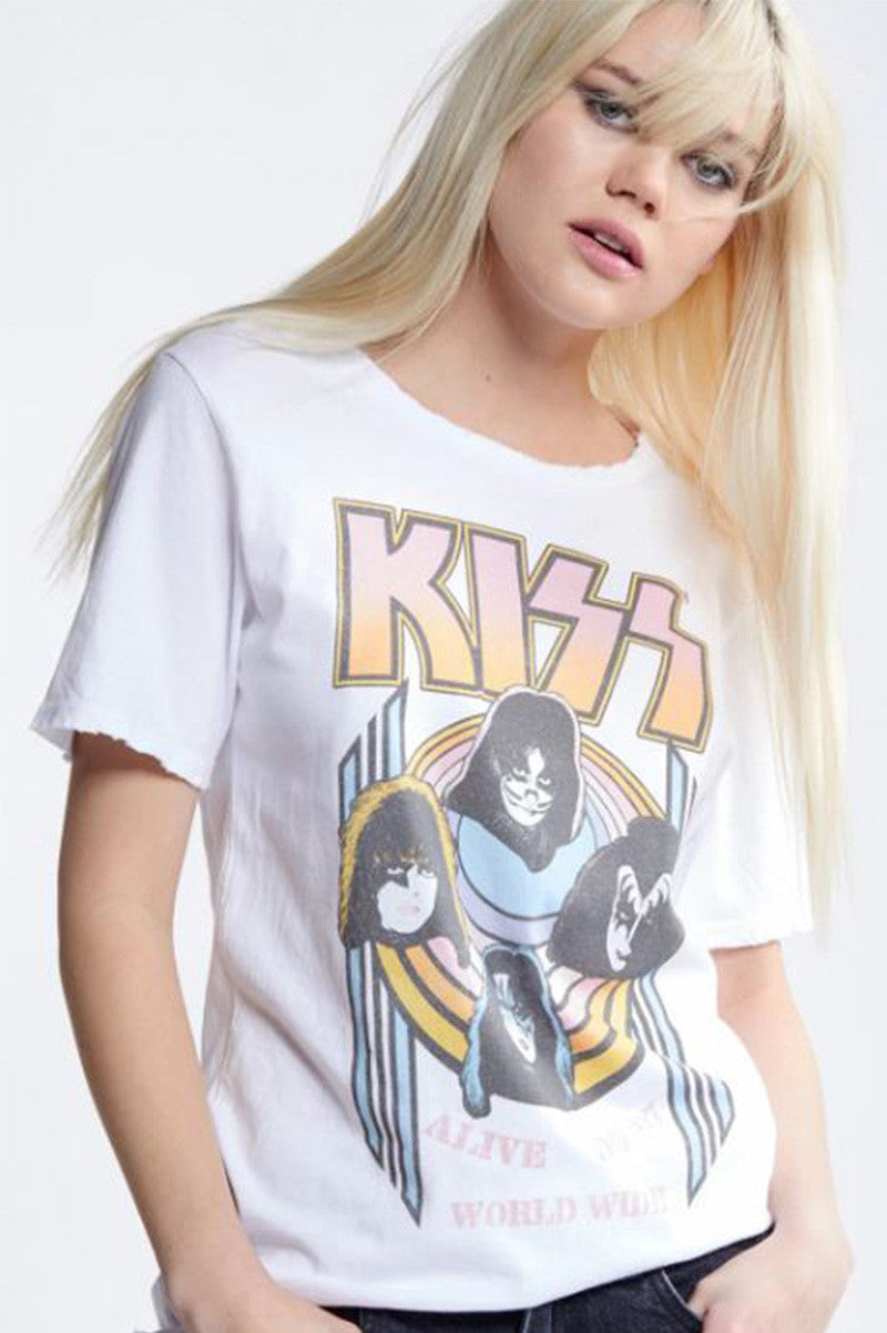 KISS WORLD WIDE TEE in white front view