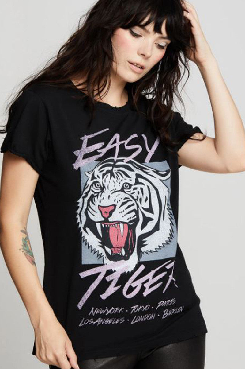 EASY TIGER AROUND THE WORLD TEE in black front view