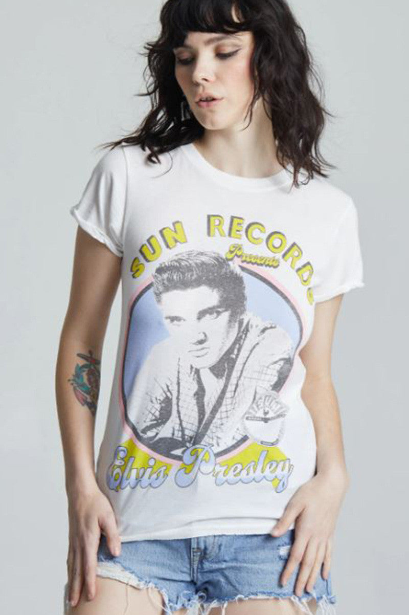 SUN RECORDS X ELVIS PRESLEY PORTRAIT TEE in white front view