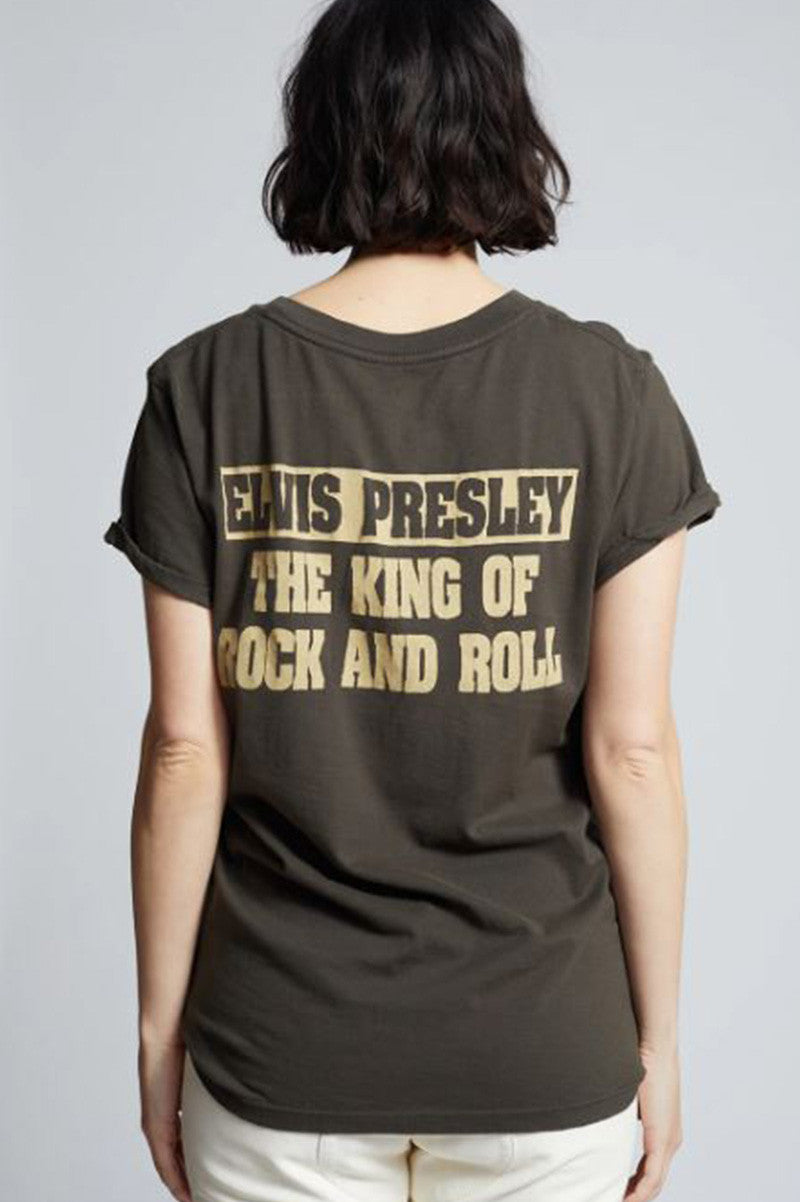 SUN RECORDS X ELVIS PRESLEY KING OF ROCK TEE in vintage black back view