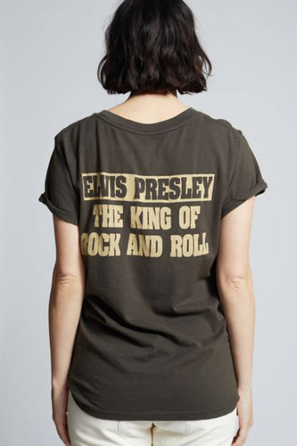 SUN RECORDS X ELVIS PRESLEY KING OF ROCK TEE in vintage black back view