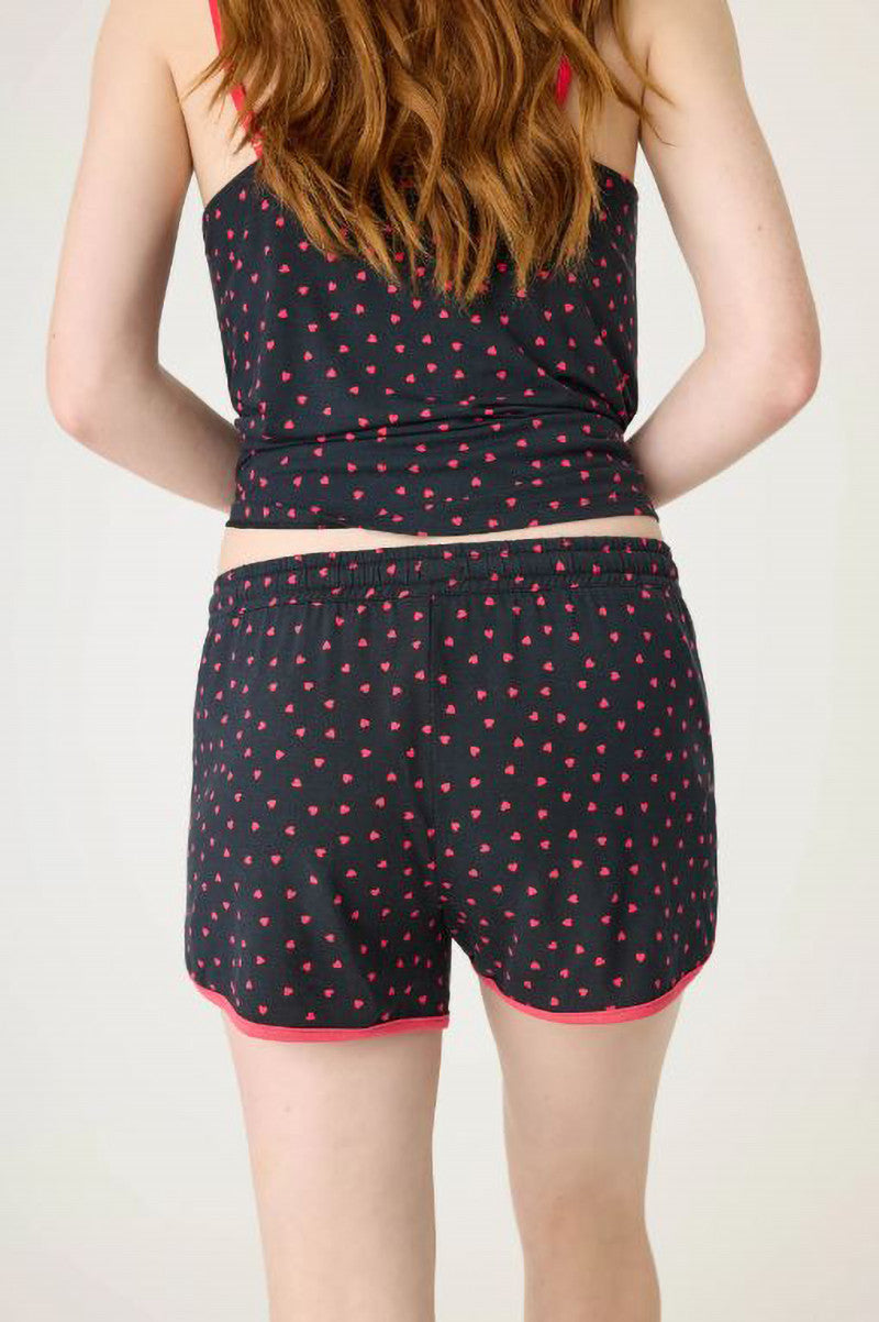 Sweet dream short in black with red hearts back view
