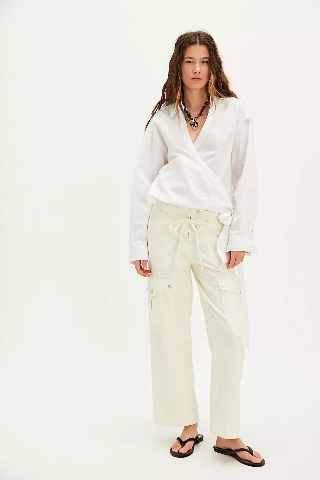 PARK AVE PANT IN IVORY FRONT VIEW