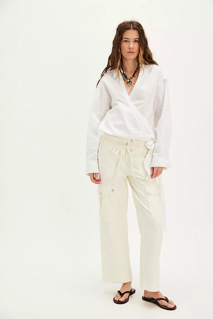 PARK AVE PANT IN IVORY FRONT VIEW