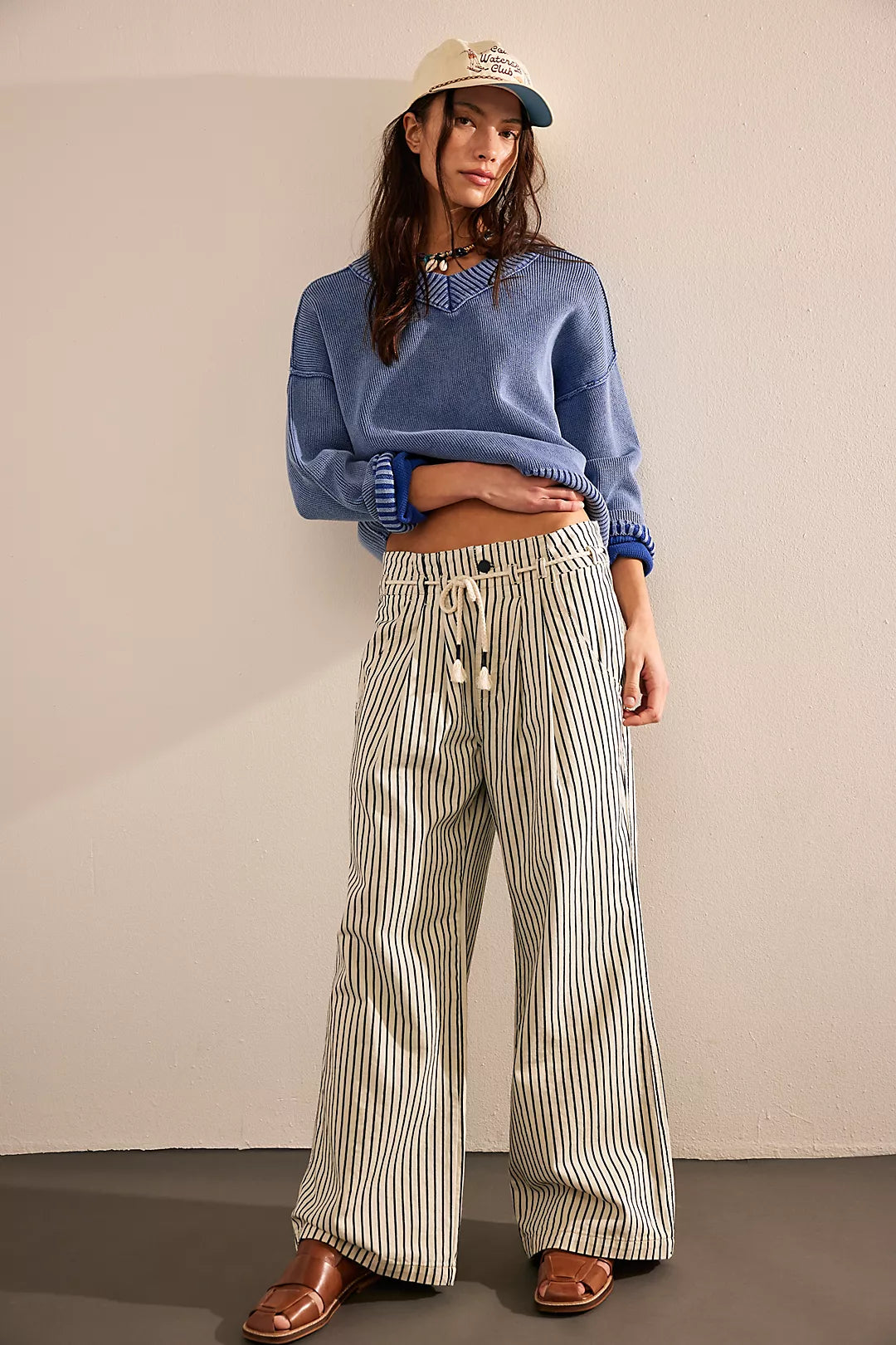 DAKOTA CINCHED PULL ON PANT IN WASHED RAILROAD FRONT VIEW