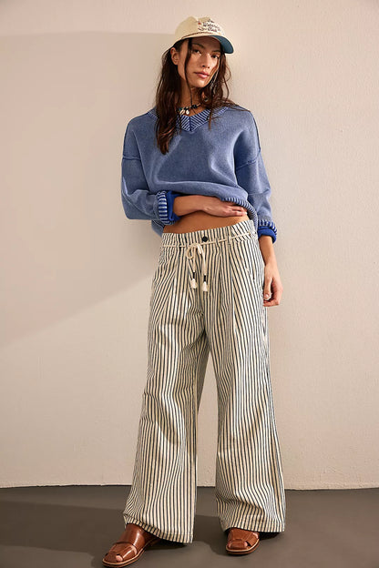 DAKOTA CINCHED PULL ON PANT IN WASHED RAILROAD FRONT VIEW