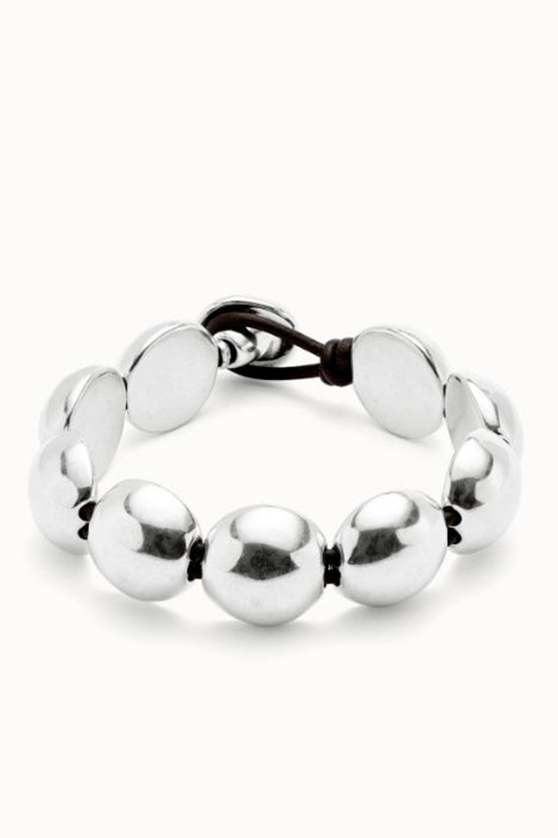 Ser Interpida leather bracelet with beads in silver