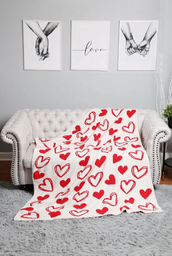 Heart soft throw blanket front view