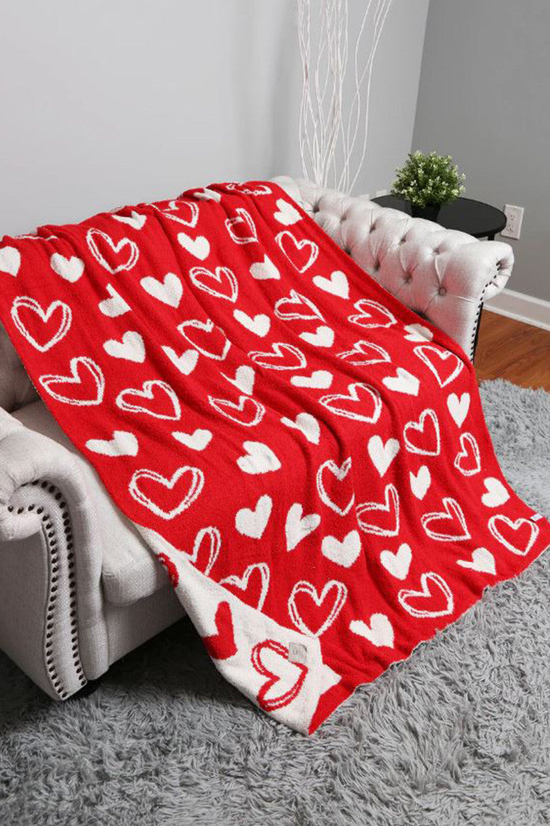 Heart soft throw blanket back view