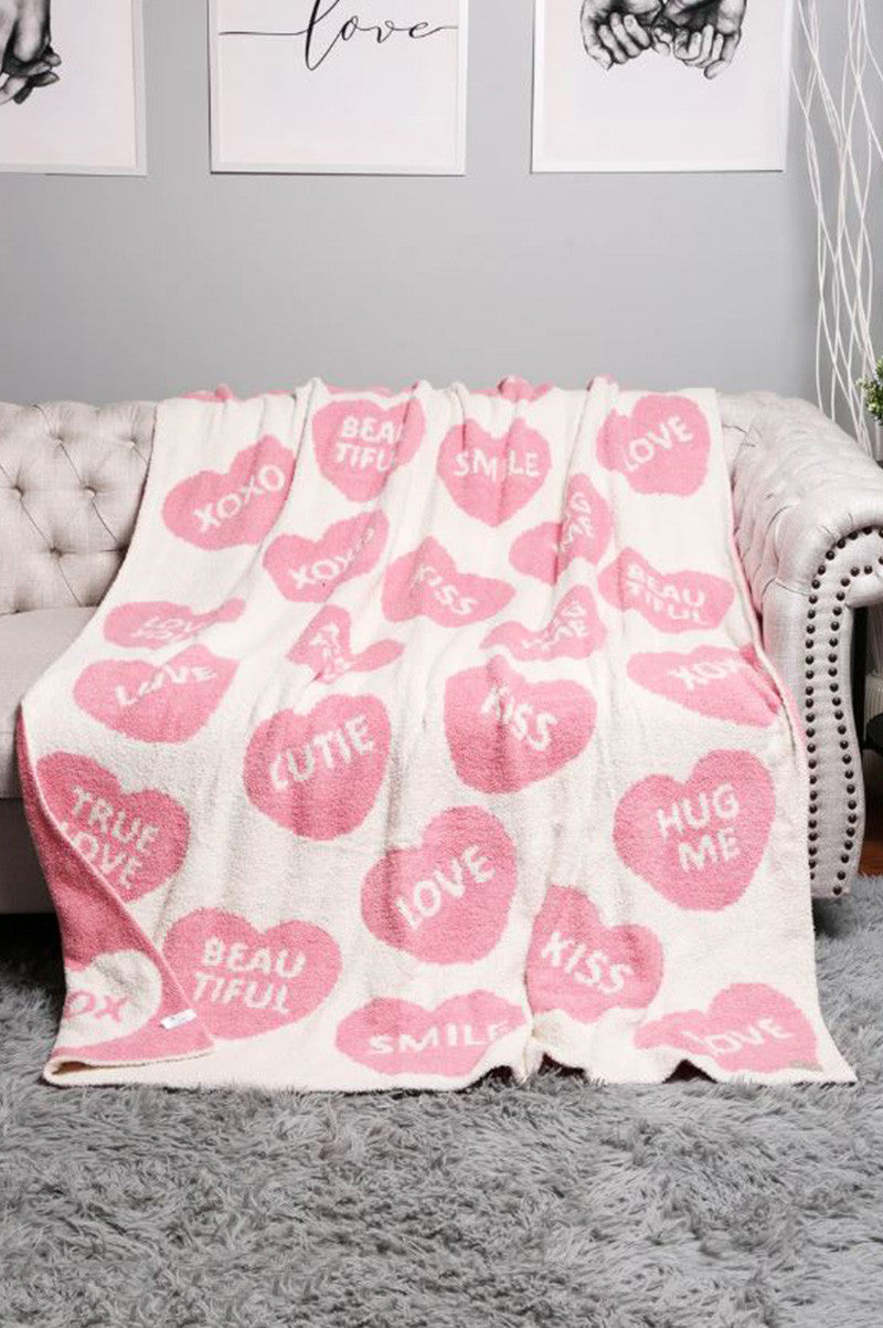 Candy Hearts Soft Throw Blanket front view