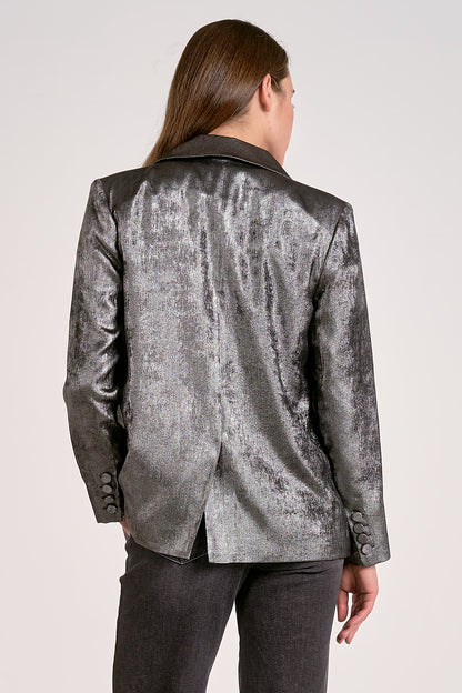WIDE LAPEL BLAZER IN SILVER BACK VIEW