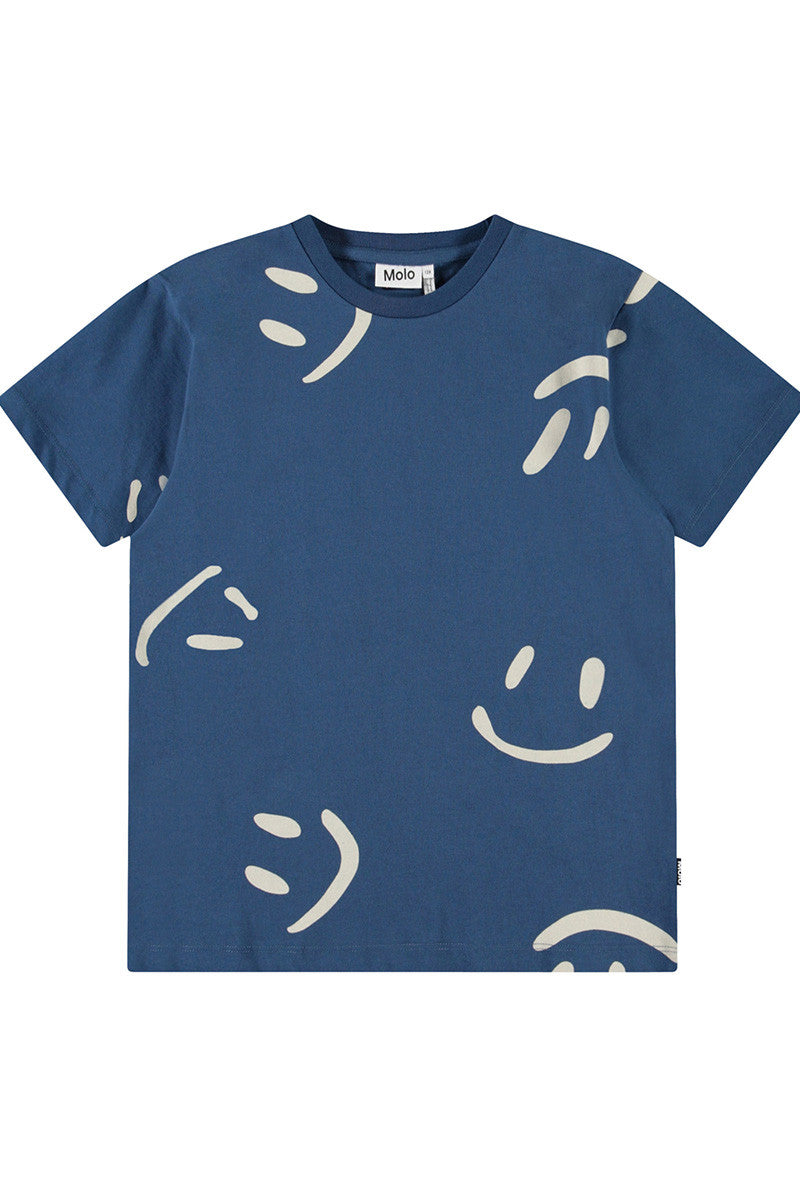 Riley Short sleeve tee in big smiles blue front view