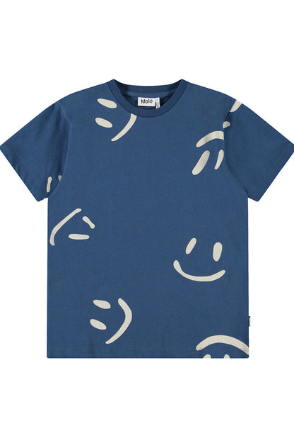 Riley Short sleeve tee in big smiles blue front view