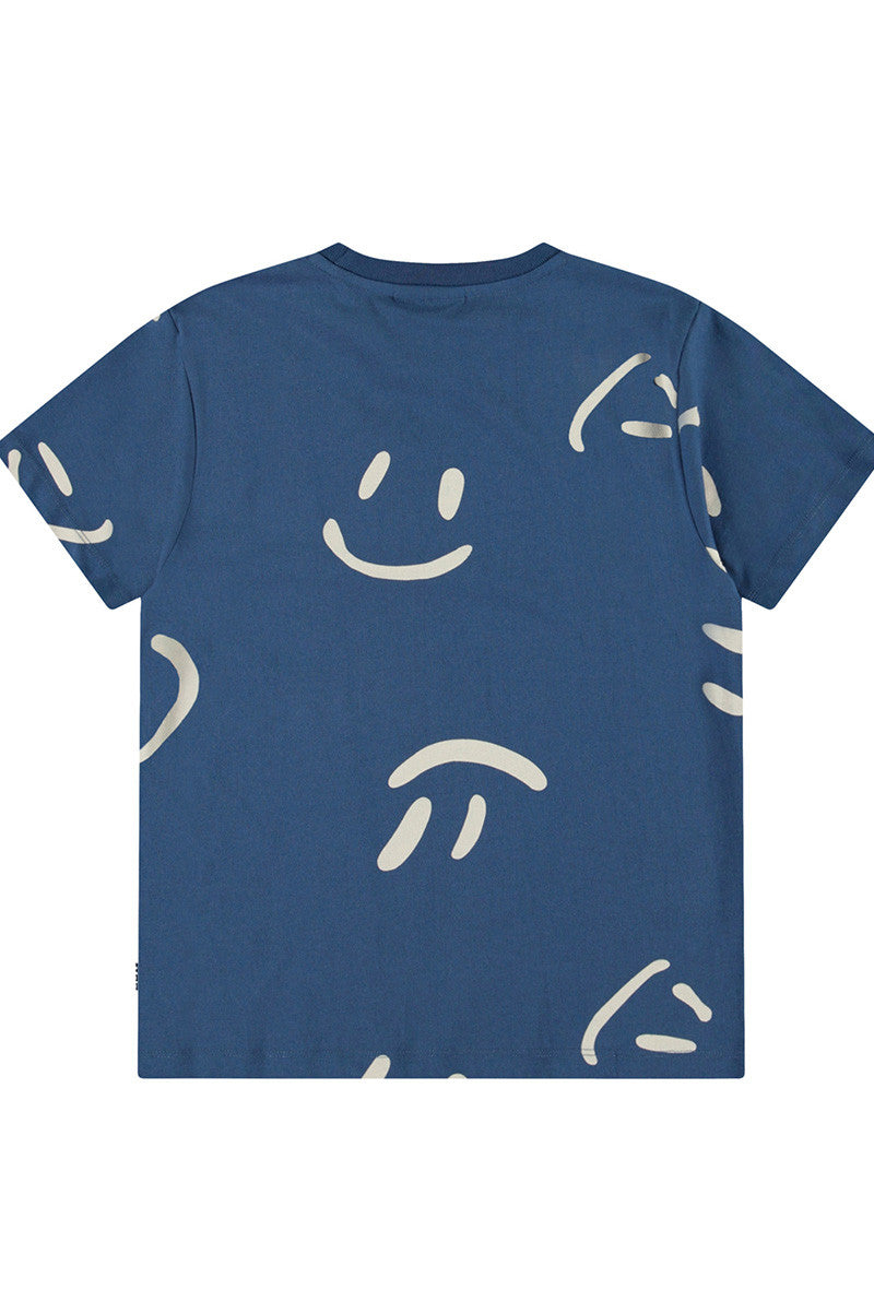 Riley Short sleeve tee in big smiles blue back view