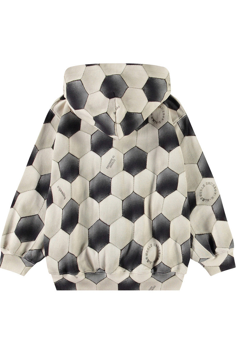 Mazz zip up hoodie in football noise beige black back  view