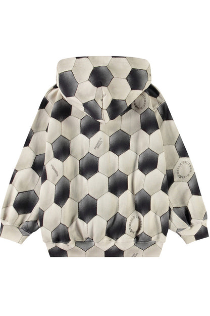 Mazz zip up hoodie in football noise beige black back  view