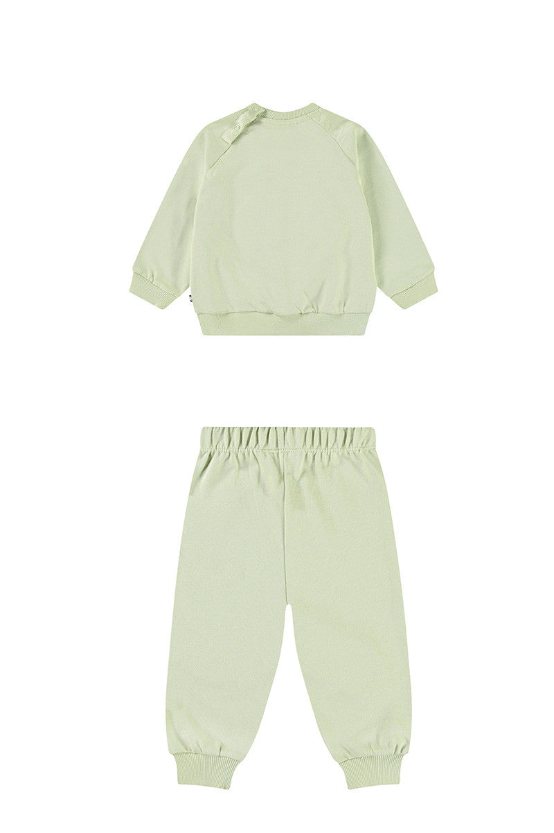 Simeon sweatpants with matching sweatshirt in misty green back view