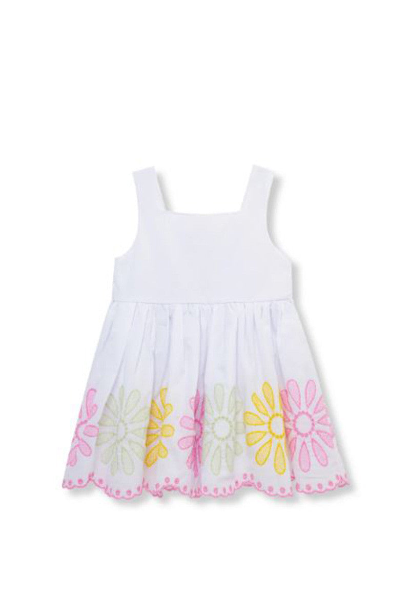 Embroidered dress in white front view