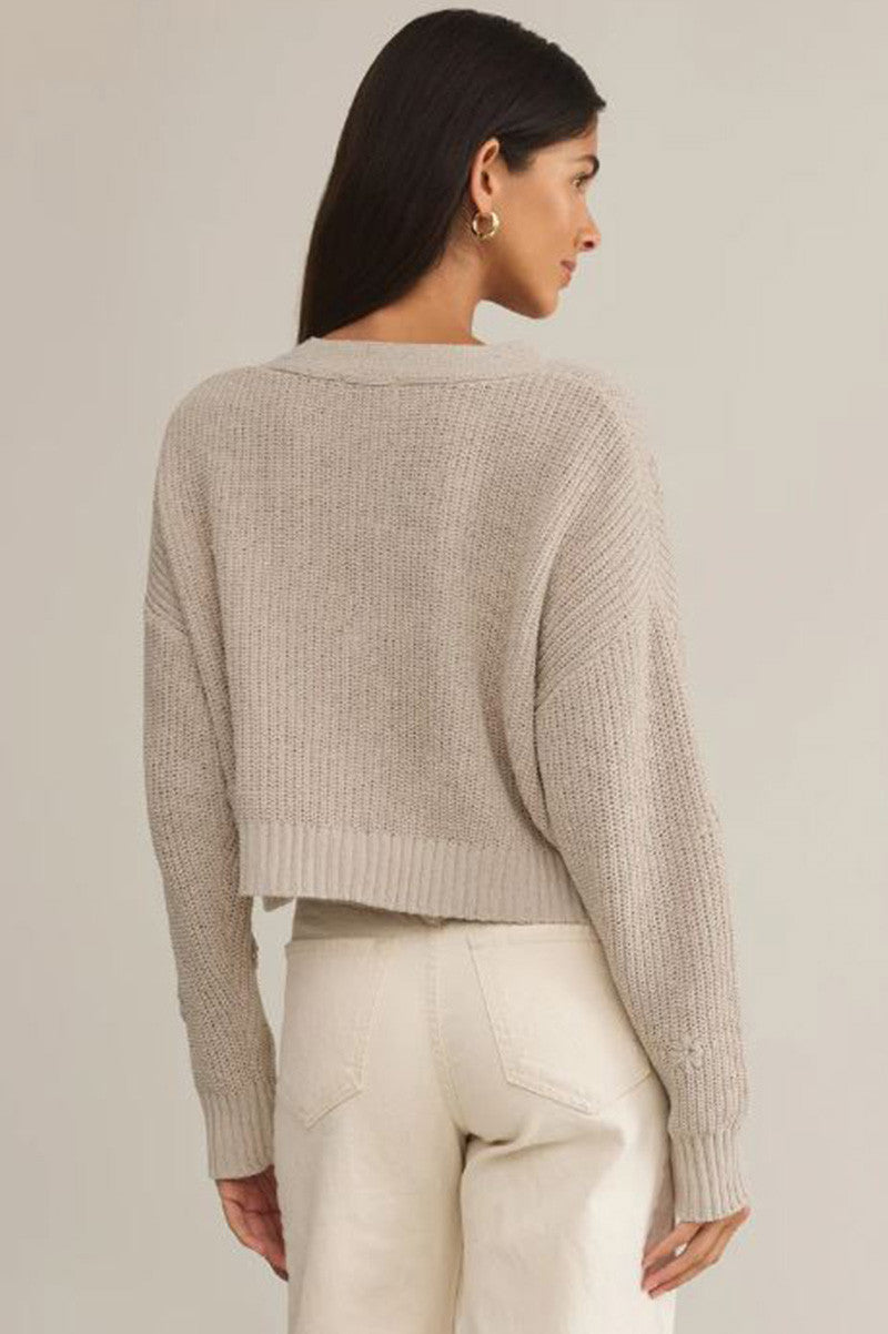 FLUER CROPPED CARDIGAN in parchment back view