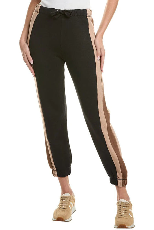 COLORBLOCK BURNOUT FLEECE JOGGER IN BLACK/NEUTRALS FRONT VIEW