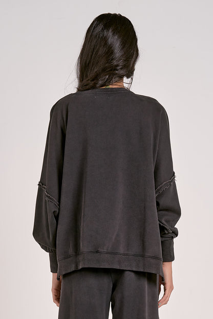 OVERSIZED CREWNECK SWEATSHIRT IN BLACK BACK VIEW
