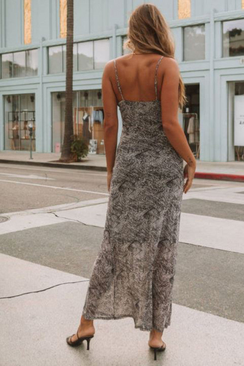 Lace Trim mesh maxi dress in cream black back view