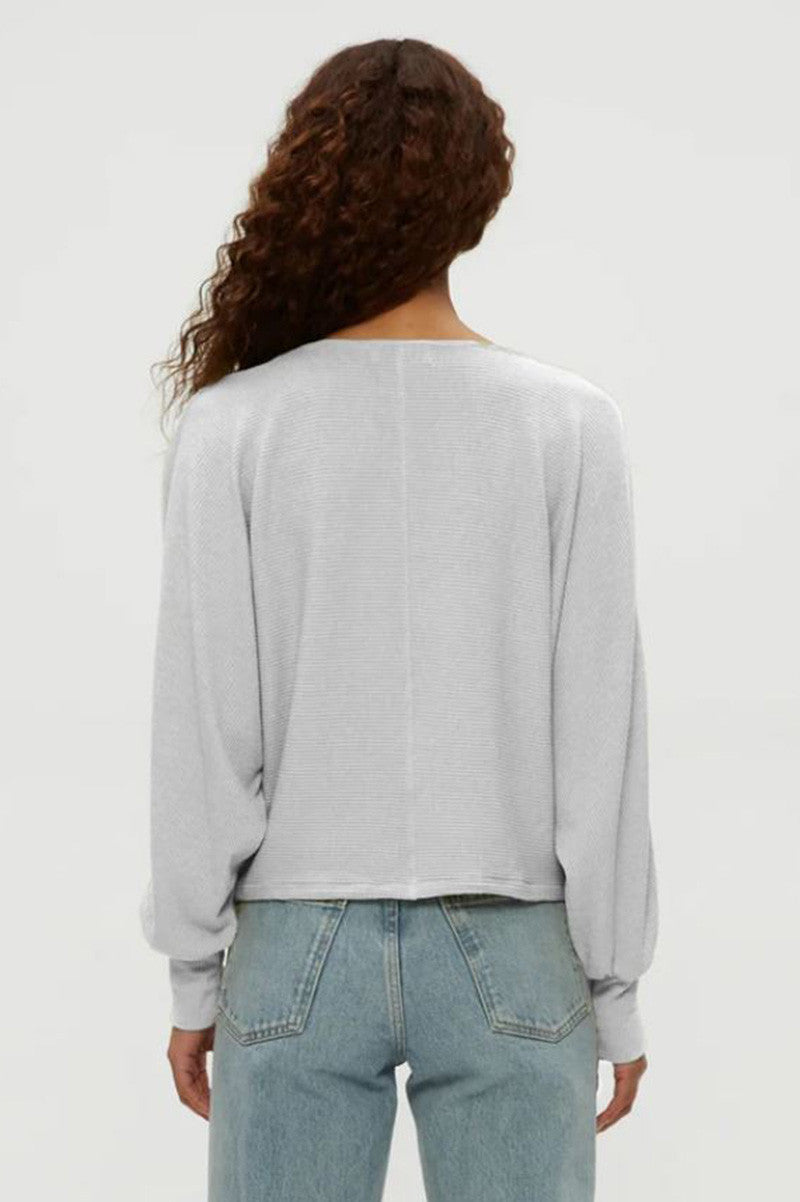 Roxy Balloon Sleeve top in white back view