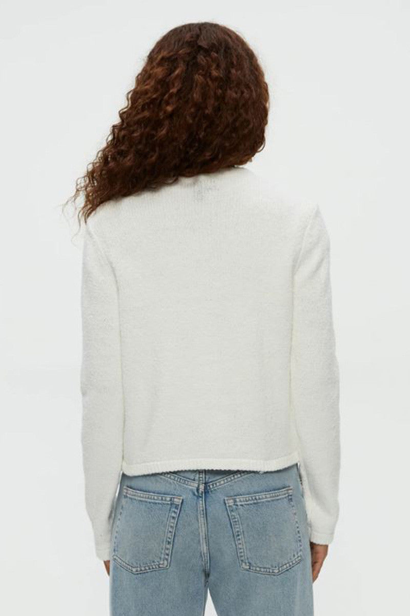 Opaline Cardigan with pockets in white back view
