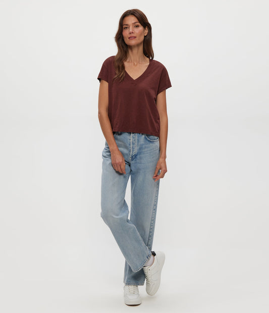 HARLAN CROPPED V-NECK TEE