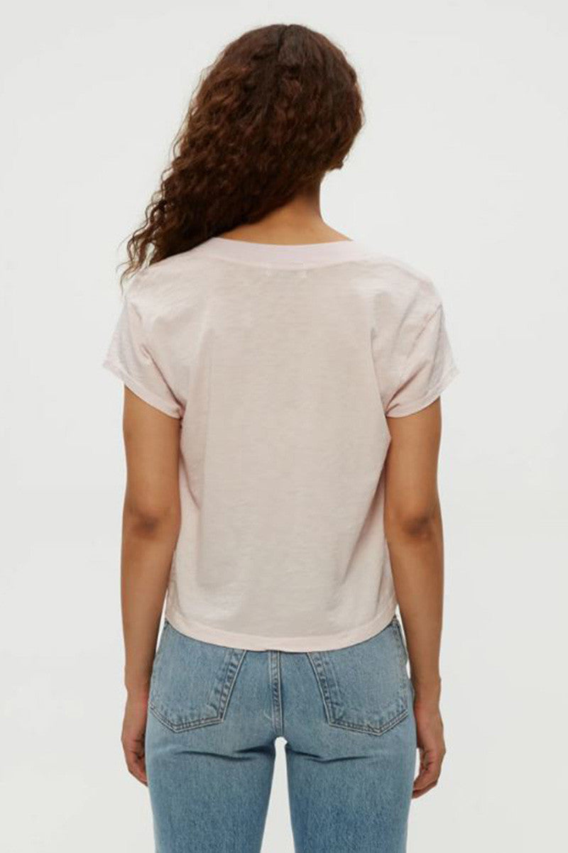 Harlan cropped vneck tee in Lychee back view