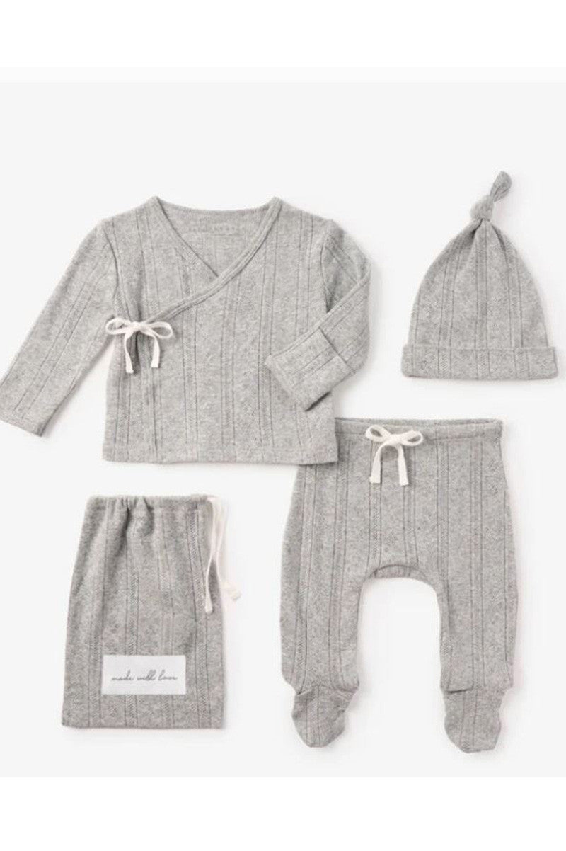 Pointelle layette gift set in grey item view