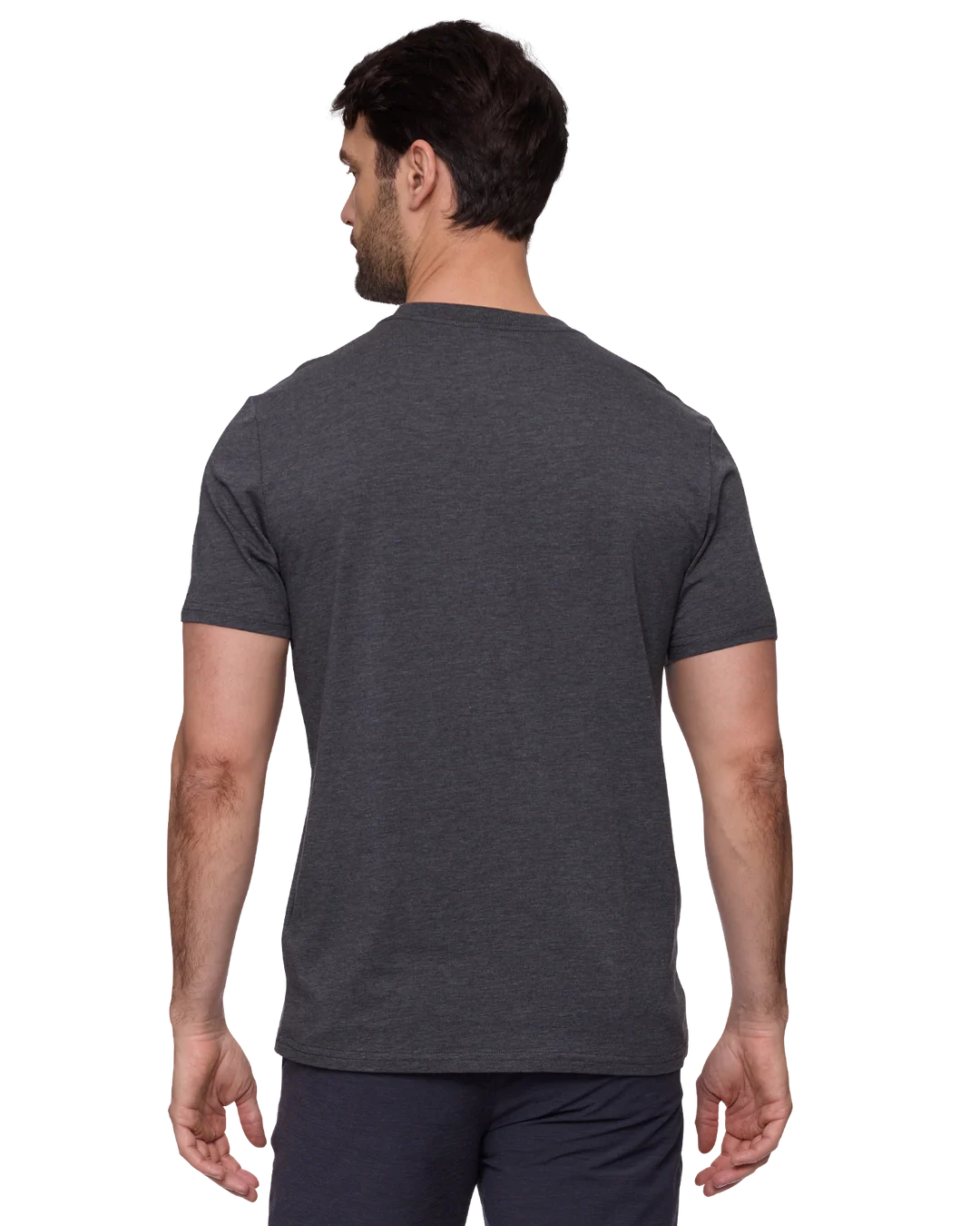 Back view charcoal heather crewneck T-shirt