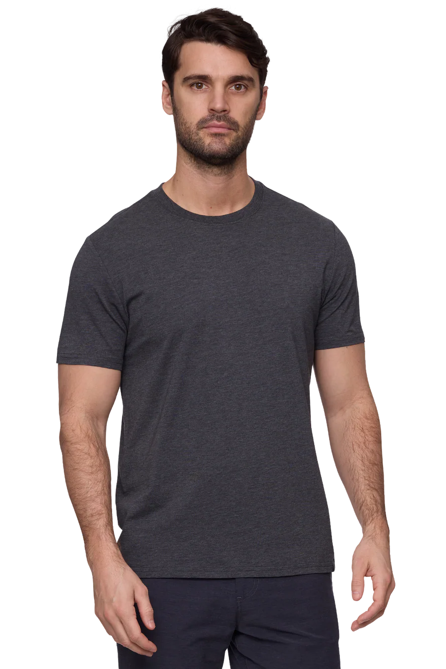 Charcoal heather crewneck T-shirt with short sleeves