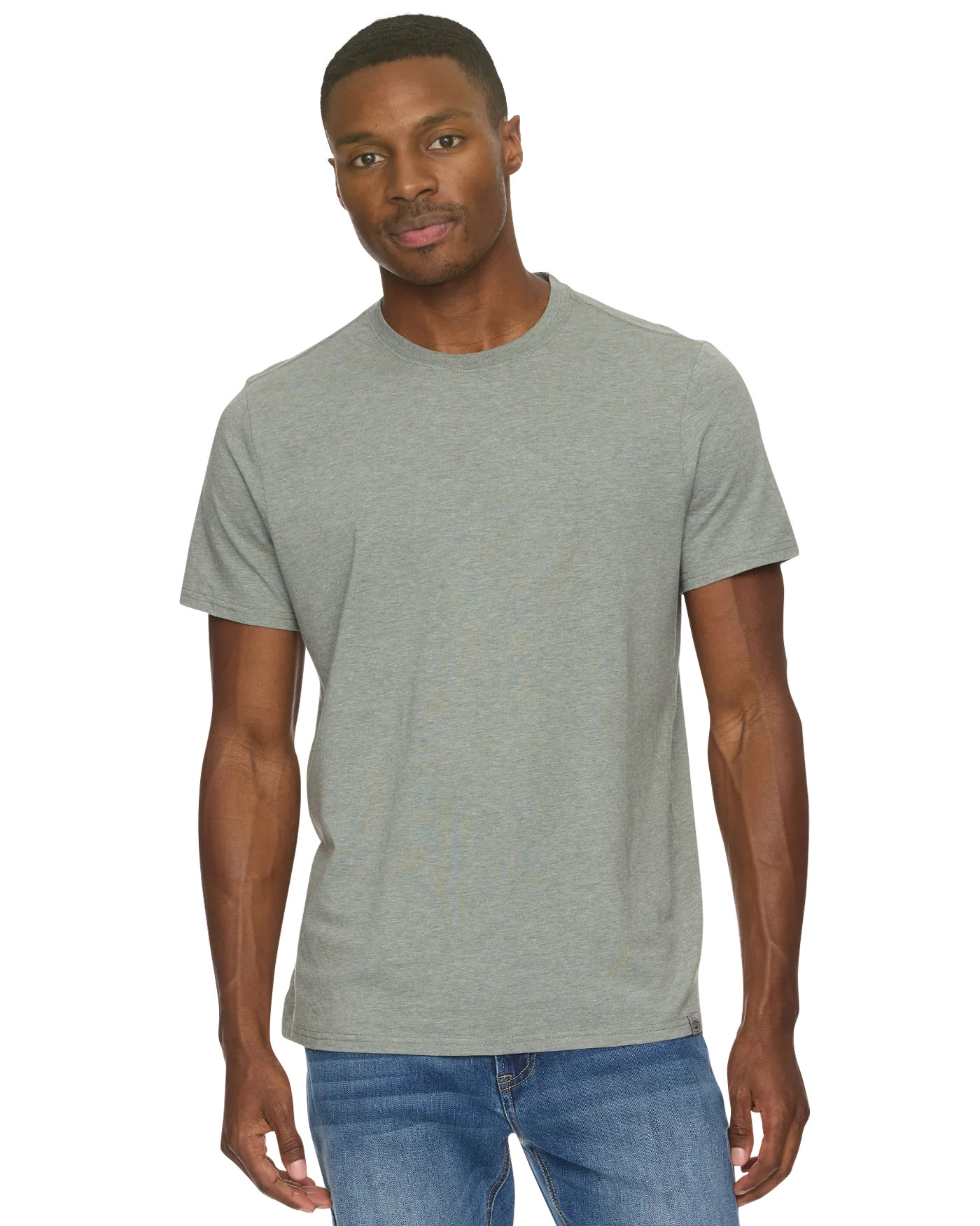 Sage heather crewneck T-shirt with short sleeves