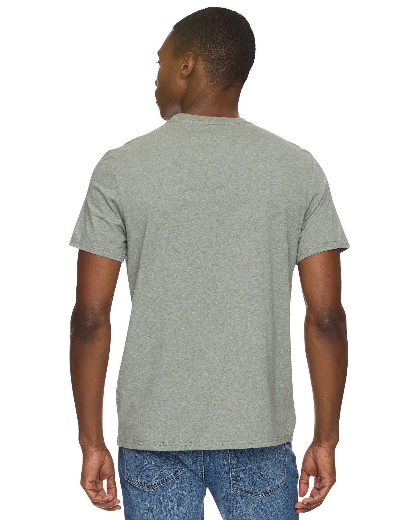 Back view sage heather crewneck T-shirt