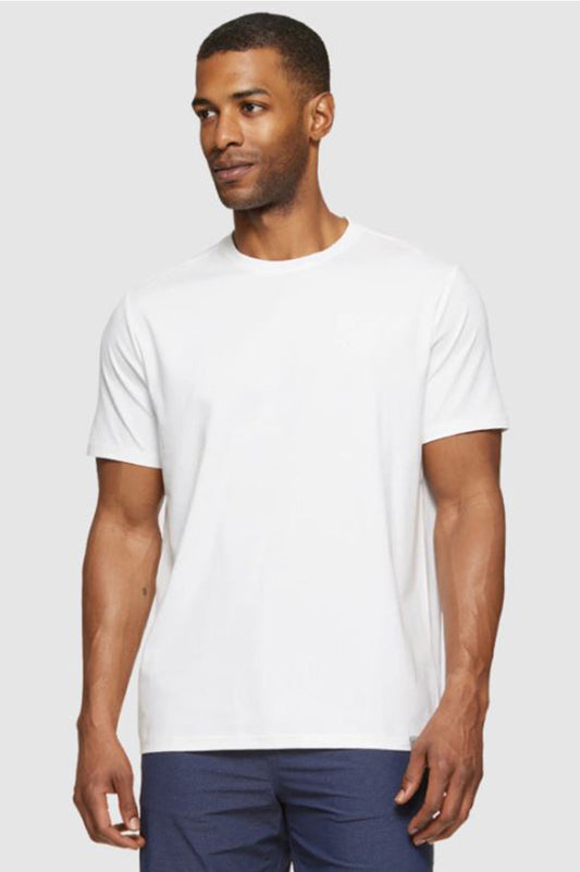 White crewneck T-shirt with short sleeves