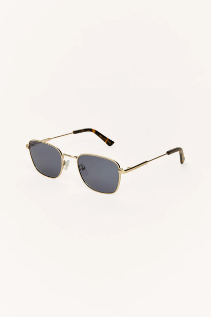 FASTLANE SUNGLASSES IN GOLD/GRAY SIDE VIEW