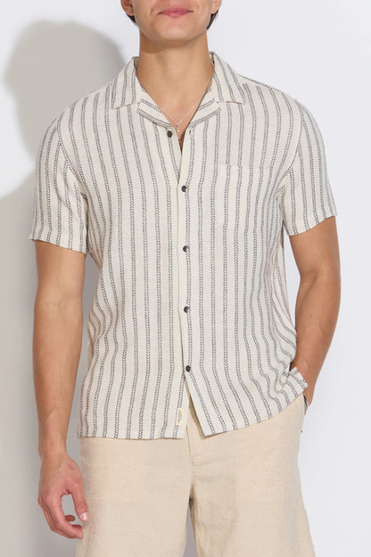 Resort shirt with short sleeves, striped pattern, button front, chest pocket