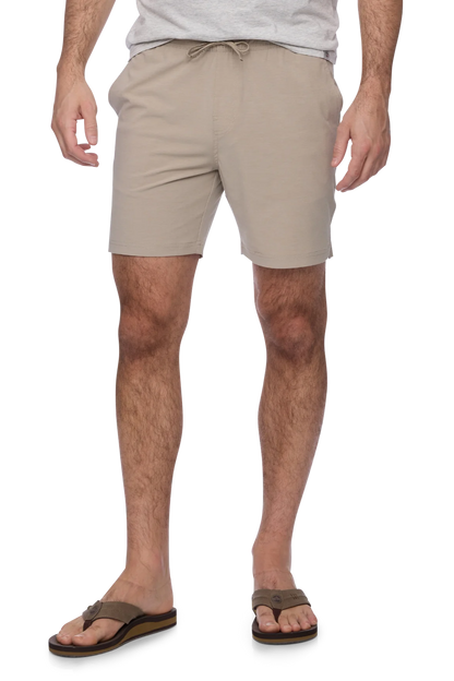 Lockhart performance short in khaki front view
