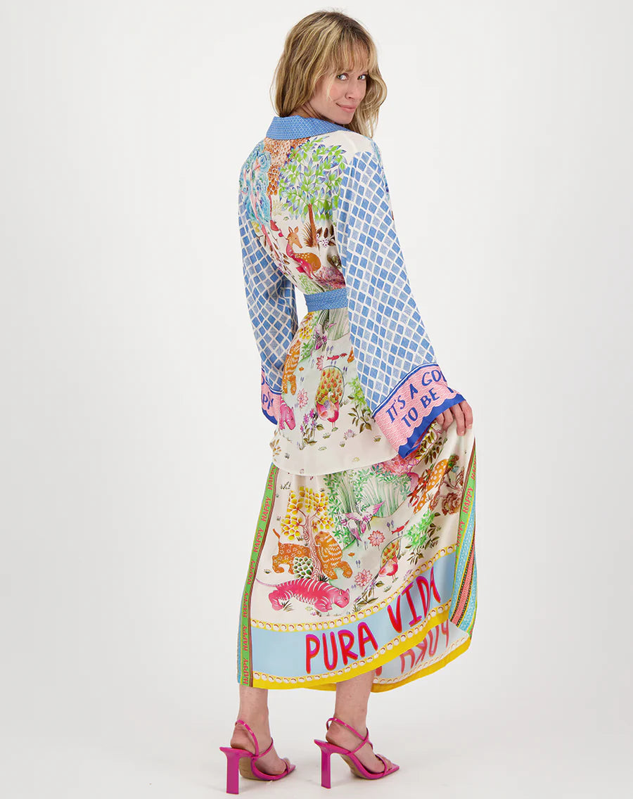 LUCIA KIMONO BELTED JACKET in pura vida back view