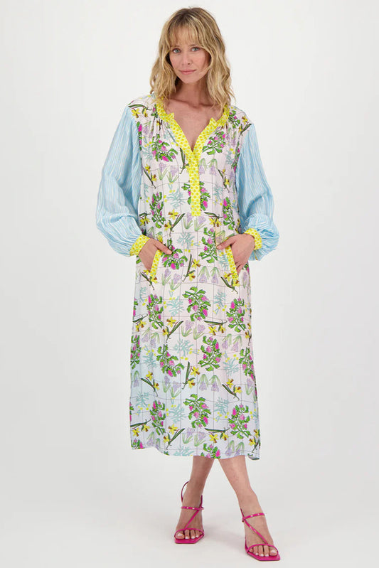 Hanna Placket Dress in pura vida front view