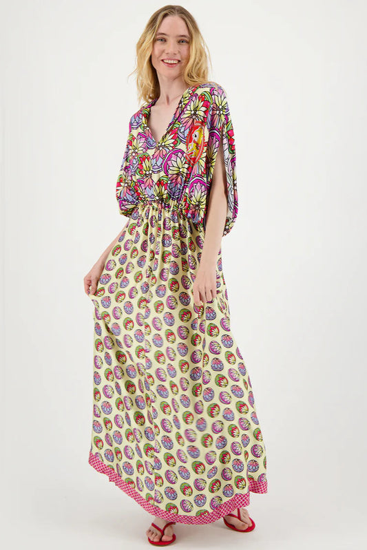 Rose kaftan dress in lucky me front view