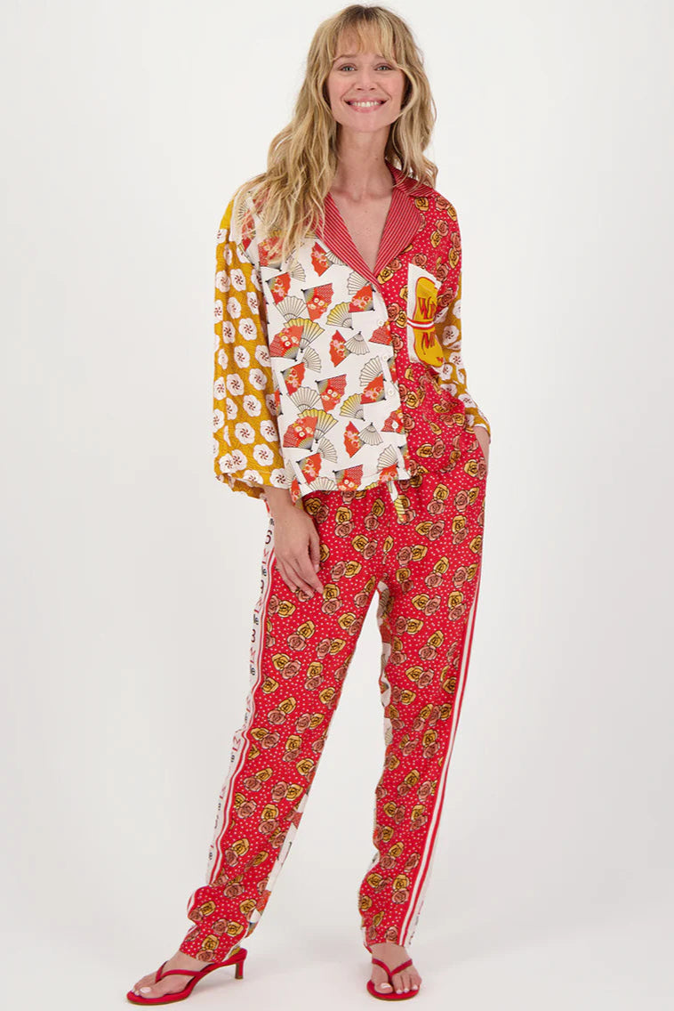 Ember track pants in lucky me front view