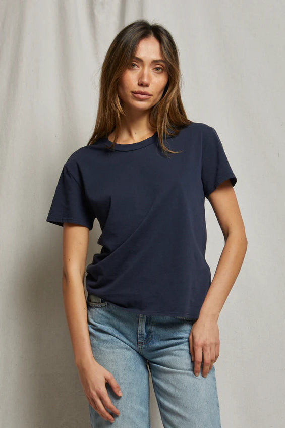 HARLEY BOXY CREW TEE IN NAVY FRONT VIEW