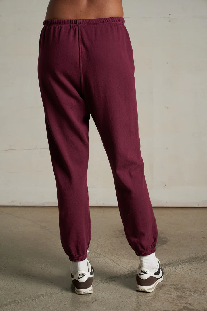 JOHNNY FRENCH TERRY SWEATPANT IN DARK BURGUNDY BACK VIEW