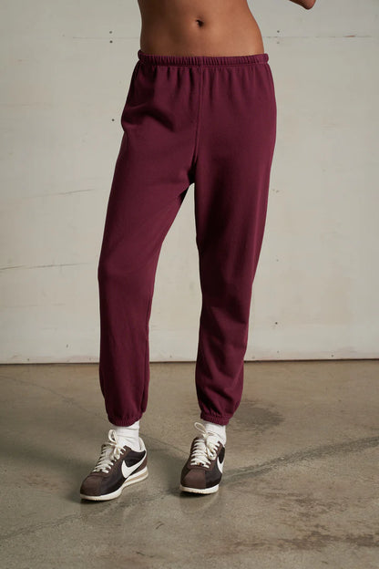 JOHNNY FRENCH TERRY SWEATPANT IN DARK BURGUNDY FRONT VIEW
