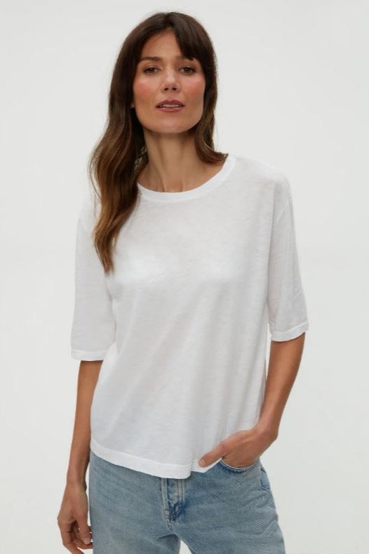 Reid oversized crew in white front view