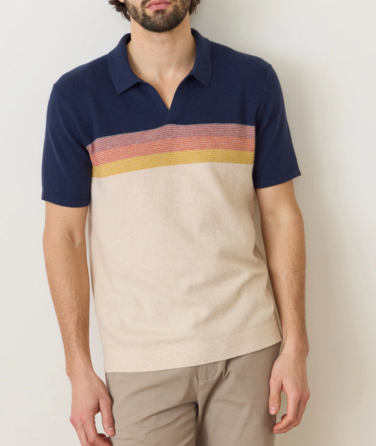 Liam sweater polo in navy cream front view