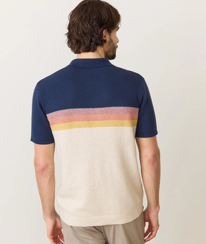 Liam sweater polo in navy cream back view